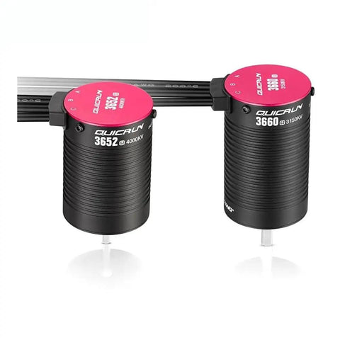 Sensorless Brushless Motor 3652SL 3660SL G2 For 1/10 And 1/8 Rc Car Buggy Roll With Badass Power 3150KV To 5400KV drop in rig upgrade kit, featuring two motors.