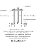 Pro Grade Universal Ball Bearing Extractor Set For Safe Easy Bearing Removal In Housings With Half Round Tips diagram