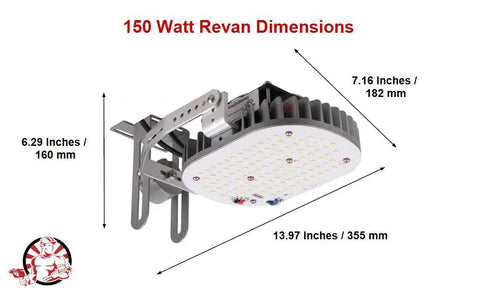 150W LED Retrofit Kit For High Bay And Parking Lot Lighting, Revan Series with dimensions