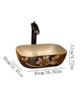 USZWBY Vessel Sinks Bathroom Vanity Sink Vintage Art Countertop Basin Chinese-Style Ceramic Washbasin dimensions 43cm x 30cm x 12cm