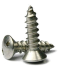 Rock Solid 18 8 Stainless Steel Security Oval Head Sheet Metal Screws Heavy Duty Tamper Resistant Fasteners Number 8 By 1 1/4 Inch 25 Pack close-up view of screws