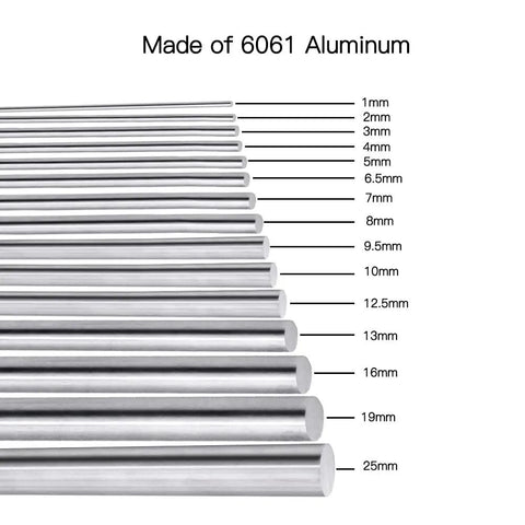 6061 Aluminum Round Rods of varying diameters showcasing multiple sizes for machining and hobbyist use