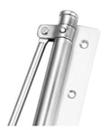 Close-up of Adjustable Door Closer With Automatic Closing For Standard Hinged Doors Keeps Doors From Slamming, silver finish, 17 cm.