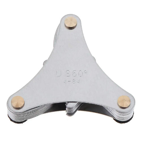 60 Degree Thread Pitch Gauge Set In Stainless Steel For US Specification, Locking V Slot Measuring Tool With Blades, Covers 4, 4.5, 5, 5.5, 6 Pitch, Ideal For Metalworking Lathe Tools And Industrial Measurement