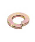 Close-up split lock washer, 1/4 in, hardened Grade 8, yellow zinc finish