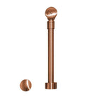 Real Polished Copper Push To Seal Bath Waste And Overflow Drain Fitted With A Pivoting Head Tall drain pipe with round stopper.
