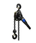 Heavy Duty Manual Lever Hoist With Hella Durable Ratchet System And Swivel Hooks Delivers Zero Slack Lock And Smooth Lift Capability For Any Garage Job, featuring chains and hooks.