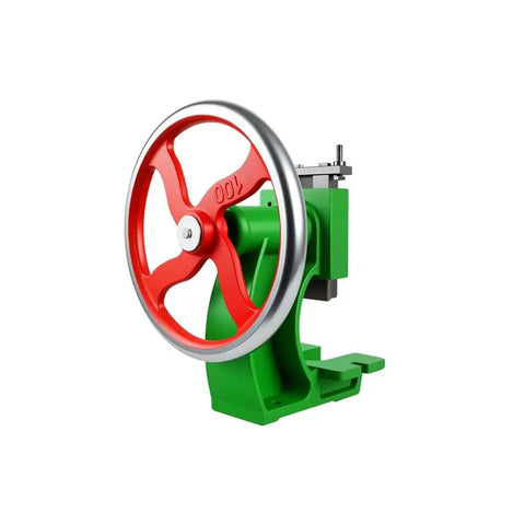 Heavy Duty Cast Iron Arbor Press with 47mm Stroke Manual Crank Bench Tool, red and green design, ideal for stamping.