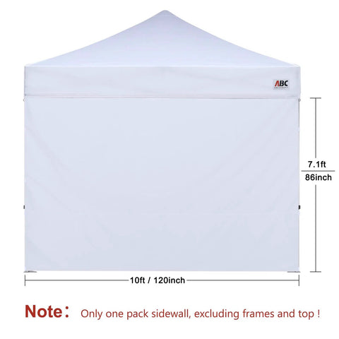 Sidewall For 10x10 Pop Up Canopy Tent, Waterproof 300D Polyester With PU Coating, 86x120 Inches, White, fits 10x10 and 10x20 canopies