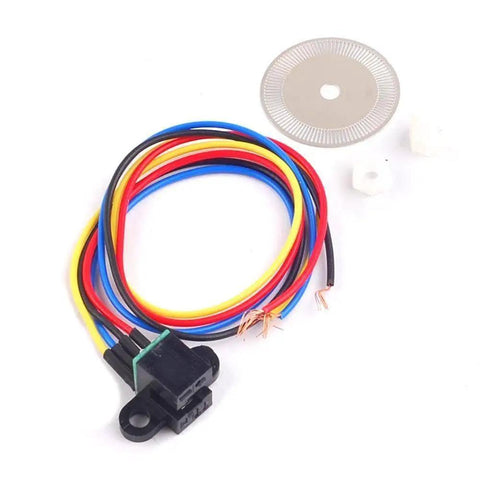 Photoelectric Speed Sensor Encoder Coded Disc Code Wheel For Scale Smart Car 5V Plug And Play Install High Precision Encoder Disc For Robotics RC Cars Mechatronics And Home Automation Projects optical sensor kit with wired disc