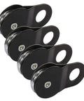 Beefy Heavy Duty Recovery Winch Snatch Block Pulley Kit For One Half To Three Quarter Inch Cable Twenty Thousand Pound Capacity Forged Steel With Black Powder Coat Four Block Set For Off Road Towing And Vehicle Recovery, 4 black pulleys