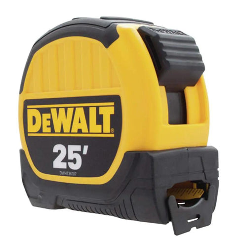 Wide Base 1 1/8 Inch Tape Measure, 25 Feet, Locking Blade, Standard Rule, Yellow Atomic Tape, Built Tough Pro Grade