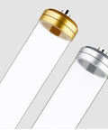 Wall Mounted Coffee Bean Dispenser And Tea Jar Keeps Your Daily Grind Locked Tight For Quick Grab Access While Saving Precious Counter Space With A Smooth Clear Display Rack In Sleek Silver Finishes. Two transparent tubes with gold and silver tops.