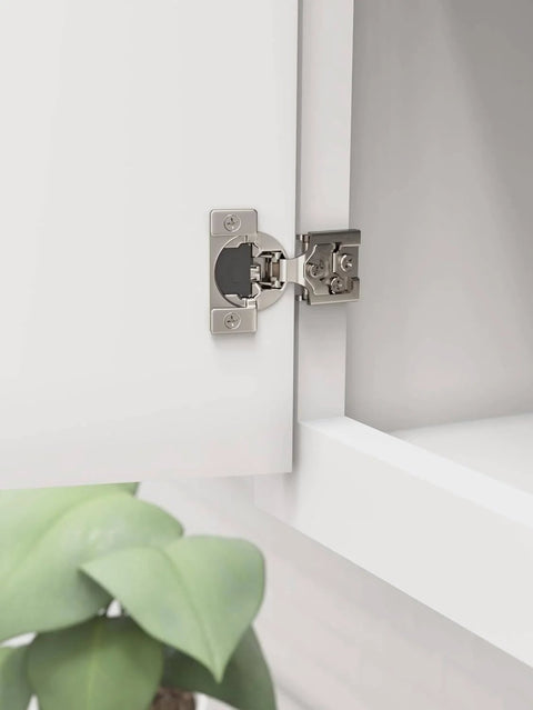 Soft Close Concealed Hinge Set For Face Frame Cabinets Half Inch Overlay 105 Degree Opening 3 Way Adjustable Compact Hardware installed