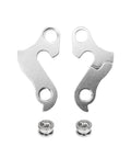 2 Pack Alloy Rear Derailleur Hanger 25 Replacement For MTB And Road Bikes with washers on white background