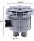 Rugged Boat Water Intake Strainer Fittings For Marine Engine Cooling Seawater, Yacht Basket Filter With Transparent Cover, Dimensions