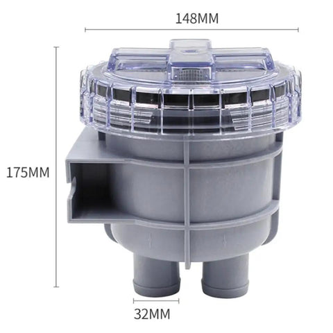 Rugged Boat Water Intake Strainer Fittings For Marine Engine Cooling Seawater, Yacht Basket Filter With Transparent Cover, Dimensions