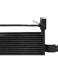 Upgrade Your Ride With This Heavy Duty Transmission Oil Cooler Perfect For The Nissan Titan XD From 2016 To 2019 Equipped With A 5.6L Engine Keeping Your Gearbox Cool And Reliable On The Road Without Overheating. black aluminum transmission oil cooler with mounting bracket and hose fitting