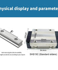 SHS15C Linear Block Guide Slider with dimensions, standard size, precision linear motion, durable metal body, Made in Japan.