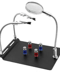 Pro Grade Three Arm Soldering Magnifier Tool With Flexible Gooseneck Arms, 3X Magnifying Glass, Magnetic PCB Holder, Heavy Duty Base