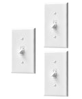 Smooth Operating Digital Toggle Dimmer Switch Single Pole Or Three Way Rock Solid Wall Panel in white, showing three angles.