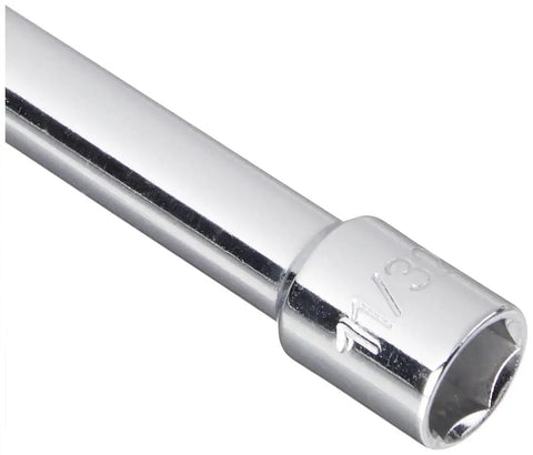 Close-up of 11/32 inch chrome shaft from 7-Piece Hollow Shaft Nut Driver Set With Cushion Grip Handles, 3-Inch Shafts, Precision Machined Tips