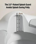 Close-up of 3.5'' raised splash guard on No Fuss Potty Training Toilet Seat For Toddlers, measuring scale for height.