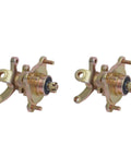 Go Kart ATV Front Wheel Hub Assembly With 4 Studs Steering Knuckle Brake Caliper And Rotor Disk Compatible With 125cc To 250cc Quad Dirt Bike ATV Go Kart, showing two metallic hubs with knuckles.