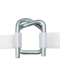 Heavy Duty Half Inch Wire Buckles For Cord Strapping Grey Galvanized 1000 Count Box secure poly strapping close-up