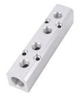 Air Compressor Manifold 4 Way 6 Port Aluminum Distribution Block For Pneumatic Systems With 1/2 NPT Supply And 1/4 NPT Outputs