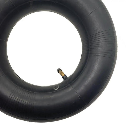 2 Pack 13 By 5.00 By 6 Inch Inner Tubes With TR 87 Bent Valve Stem For Dirt Quads And More, visible rubber tube and valve.