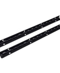Badass Long Matte Black Piano Hinge With 90 Degree Stop Lock For Storage Crates And Lids, Slick Steel Roll, Zero Sag Pivot, No Fuss Mount Hardware Included, Top Tier Rust Shield Finish, 2 Pack Bundle - close-up view of matte black steel hinges.