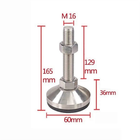 Heavy Duty Adjustable Leveling Feet Four Pack Stainless Steel Legs With Thick Grip Pads Rock Solid Stability with dimensions.