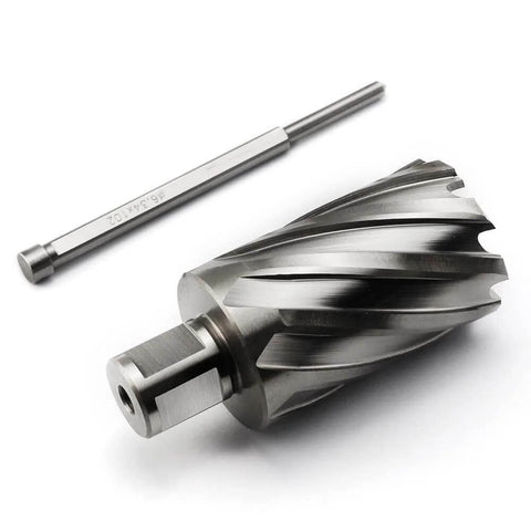 Oscarbide annular cutter with 1-1/2 in diameter, 2 in depth, 3/4 in Weldon shank and pilot pin