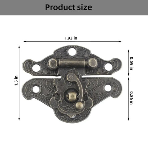 Kickass Solid Four Pack Retro Zinc Alloy Hasp Latches In Vintage Bronze Tone, 1.93 by 1.5 inches, ideal for jewelry boxes and wood projects.