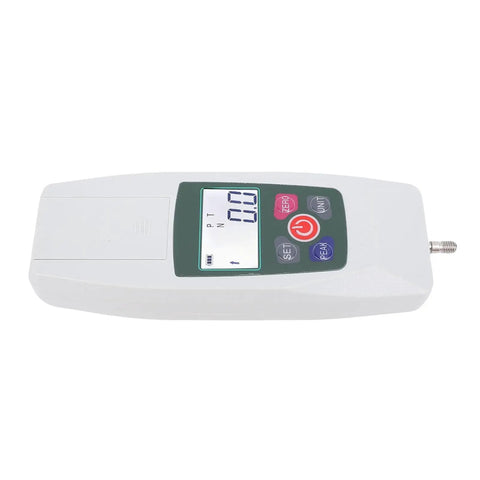 Digital Push Pull Dynamometer Meter With Backlit LCD Portable Force Gauge For Tension And Compression Testing Real Time And Peak Readouts N Lb Kg Oz Units Auto Power Off Storage Box Precision Machined Plus Minus 1 Percent, top view