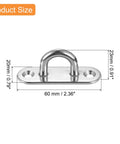 20 Pack 304 Stainless Steel Pad Eye Plate U Hooks Badass Heavy Duty 2.4 Inch Marine Boat Garage Hangar Top Shelf Rugged 220 Lb Secure Mounting Brackets Silver showing dimensions 60x20x23mm.