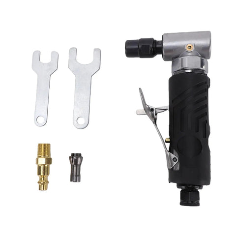 Heavy Duty 90 Degree Air Angle Die Grinder Packs Savage 12000 RPM Pneumatic Power with accessories for rust removal and polishing.