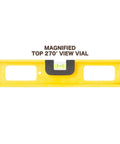 24 Inch Magnetic Top View Level Made In Usa Featuring Three Precision Vials For Dead On Accuracy Heavy Duty Frame with view of magnified 270° vial.