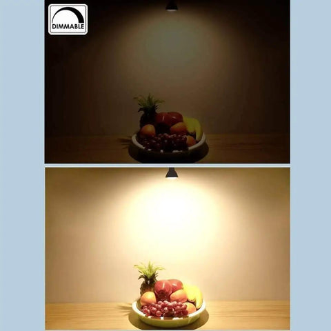 Comparison of LED PAR16 Spotlight Bulbs 5W Dimmable, 50W Halogen Replacement, E26 Screw Base lighting in dim and bright settings