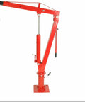 Hydraulic Engine Hoist With Swivel Base And Foldable Davit Design For Pickup Trucks, red metal crane with chain hook and lever.