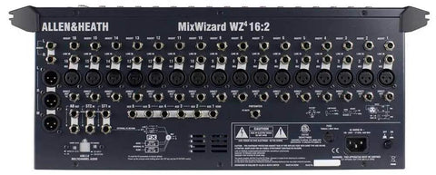 Back view of 16 Channel Studio Mixing Console With Built In FX And 20 Presets, showing inputs and outputs for live gigs and studios.