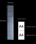 Heavy Duty 6x50 Inch Plastic Sleeves 50 Pack For Posters And Blueprints, 2 Mil Clear Poly Bags next to A4 paper for size comparison