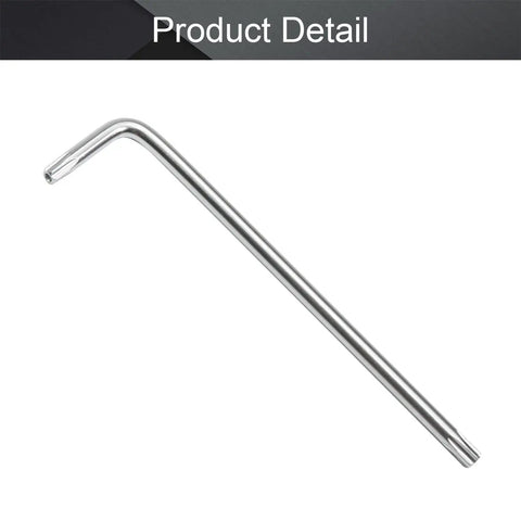 Long T27 Tamper Proof Torx Star Bit Wrench L Shaped Pro Grade Heavy Duty Bit Driver For Fasteners Nickel Plated 45 Steel Finish Corrosion Resistant Chamfered Ends For Smooth Insertion, 115mm
