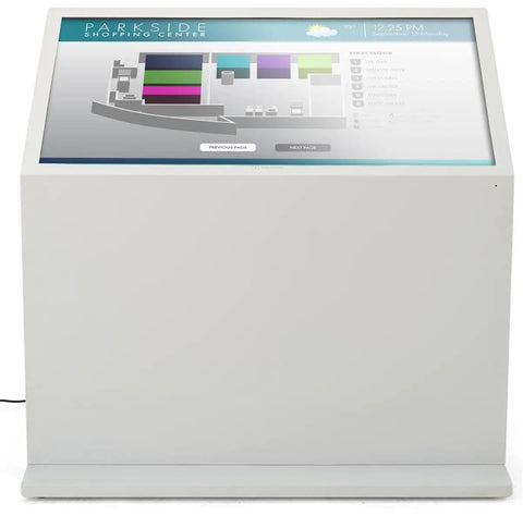 Real Deal Forty Nine Inch Interactive Touchscreen Kiosk Running Android Fourteen And Vibrant Full Hd Display Seriously Impressive For Wayfinding Or Quick Guest Check Ins, displaying map interface.