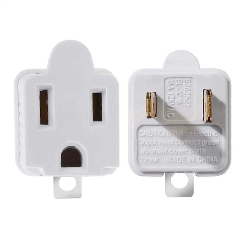 Grounded 2 Prong To 3 Prong Outlet Adapter Converter Plug In And Go 3 Pin To 2 Pin Plug Socket Extension, front and back view