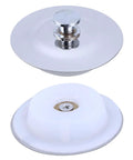 Drain Stopper Flat Cover 40-45mm Stainless Steel for Bathtub showing top and bottom views with a chrome finish.