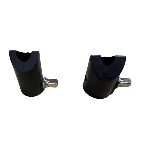 Premium Electronic Drum Cymbals Arm Positioner And Anti Rotation Limiter Bracket Locator, black plastic with metal fittings, secure cymbal attachment.