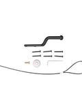 Heavy Gauge Iron Fence Lock With Self Locking Gate Latch And Adjustable Pull Cable Locks components including screws and cable for installation.