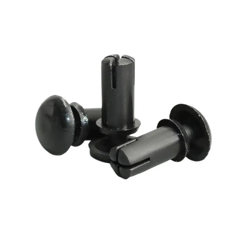 Heavy Duty Nylon Plastic Rivets R Type Expansion Nails in black, showcasing tool-free install for thin walls.